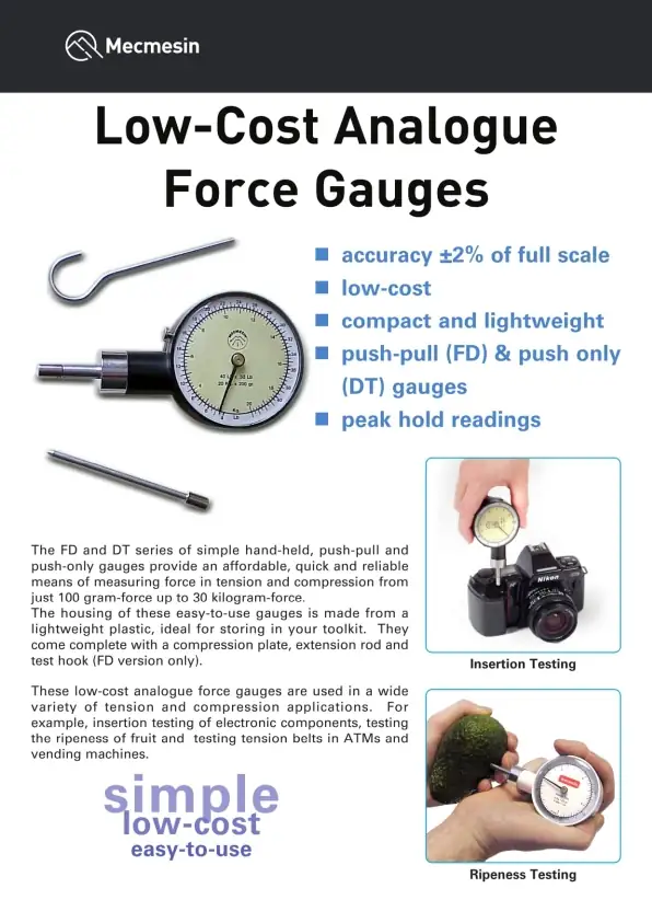 Low Cost Analog Force Gauge Brochure